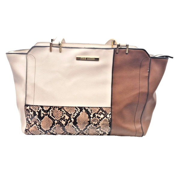 STEVE MADDEN brown leather style handbag purse leopard cheetah lining - Picture 3 of 12